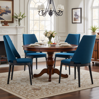Sunvega Modern Blue Velvet Upholstered Dining Chairs Set of 2