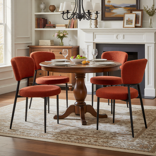Sunvega Modern Upholstered Dining Chairs with Soft Seat and Metal Legs Set of 2 White