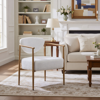 Sunvega Beige PU Leather Soft and Comfortable Chair with Metal Frame for Living Room