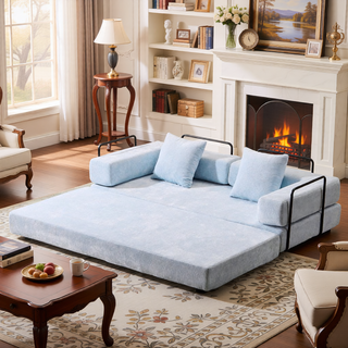 Sunvega Convertible Foldable Sofa Bed with Pillow Back Support Armrest for Living Room