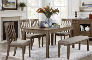 Sunvega Gray Fabric Upholstered 1pc Bench with Wood Frame for Dining Room