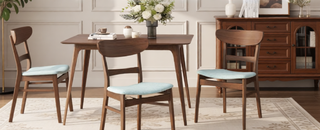 Sunvega Mid-Century Modern Upholstered Dining Chairs with Rubberwood Legs Set of 2