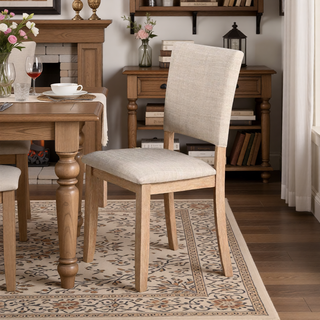 Sunvega Transitional Natural Tone Rubberwood Dining Table with Trestle Base