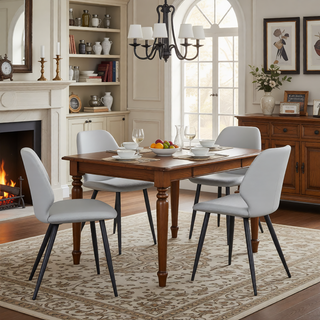 Sunvega Upholstered Dining Chairs with Soft Suede-Style Fabric and Metal Legs Set of 4