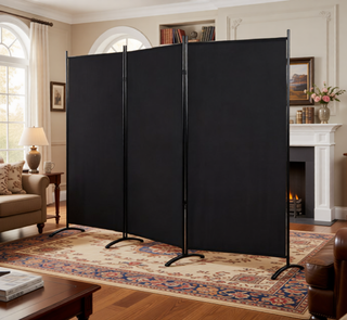Sunvega 6 Panel Folding Privacy Screen with Removable Shelves and Hinged Design