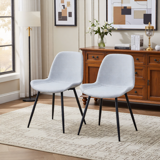 Sunvega Light Gray Artificial Leather Dining Chair with Curved Widened Cushion Design