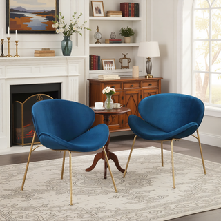 Sunvega Velvet Upholstered Padded Bucket Seat Dining Chair with Metal Legs