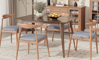 Sunvega Set of 2 Rubberwood Dining Chairs with Ergonomic Backrest and Plush Comfort Cushions