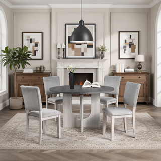 Sunvega Transitional Natural Tone Rubberwood Dining Table with Trestle Base