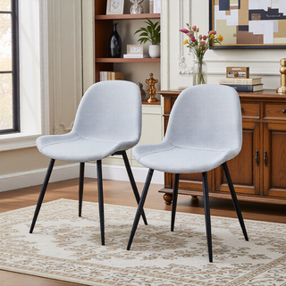 Sunvega Light Gray Artificial Leather Dining Chair with Curved Widened Cushion