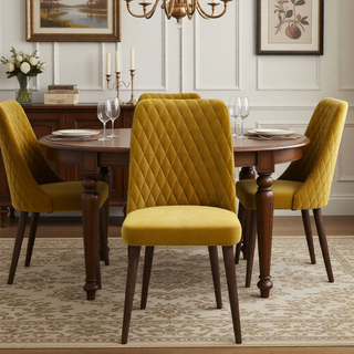 Sunvega Mid-Century Modern Velvet Dining Chair Set of 2 with Solid Wood Frame