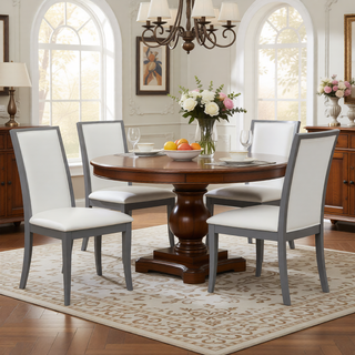 Sunvega Premium Oak Round Dining Table with Pedestal Base for 2-4 Seaters