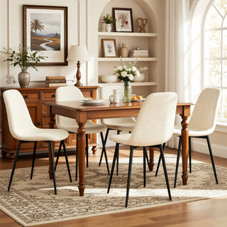 Sunvega 63-inch Modern Dining Table with Wooden Tabletop and Iron Legs for 6-8 People