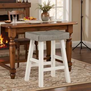 Sunvega 4-Piece Counter Height Dining Set with Table and 3 Stools in White and Coffee