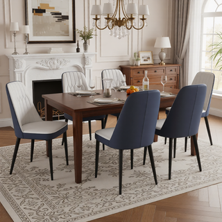 Sunvega Modern PU Leather Dining Chairs with Thick Soft Cushions and Black Metal Legs