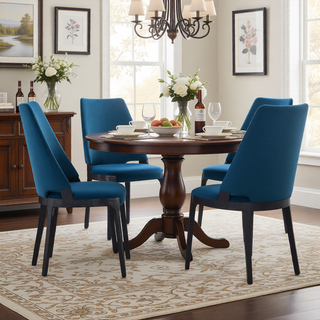 Sunvega Modern Blue Velvet Upholstered Dining Chairs Set of 2