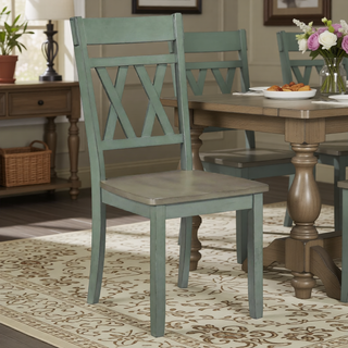 Sunvega Modern Farmhouse Round Dining Table with Greywash and Antique White Finish