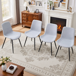Sunvega Light Gray Artificial Leather Dining Chair with Curved Widened Cushion Design