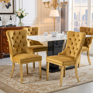 Sunvega Modern High-end Tufted Velvet Upholstered Dining Chair with Chrome Legs and Nailhead Trim