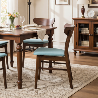 Sunvega Mid-Century Modern Upholstered Dining Chairs with Rubberwood Legs Set of 2