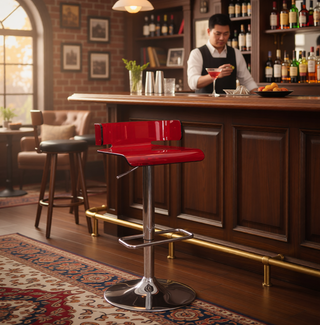 Sunvega Modern Acrylic and Chrome Bar Stool with Swivel Seat and Footrest