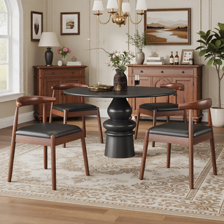 Sunvega Mid-Century Modern Dining Chairs Set of 2 with Solid Oak Frame and Handwoven Seat