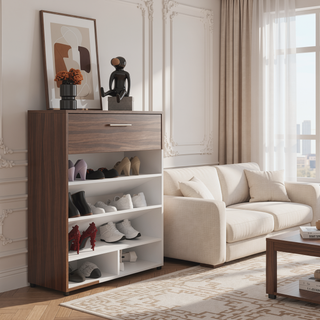 Sunvega Modern 1 Door 5 Shelves Shoe Rack with 4 Sturdy Legs for Bedroom
