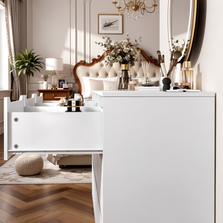 Sunvega 8 Drawer Wooden Dresser with Large Storage for Bedroom Living Room