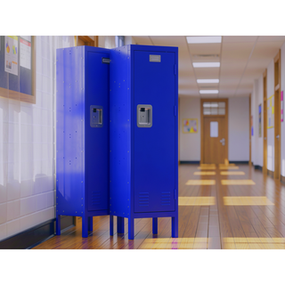 Sunvega Blue Industrial Style Metal Storage Cabinet with Two Separate Compartments