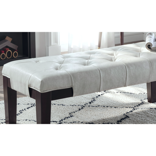 Sunvega Tufted Faux Leather Upholstered Bench with Tapered Hardwood Legs