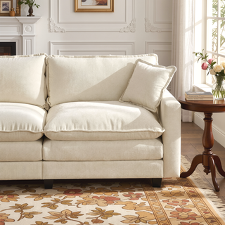 Sunvega Modern Green Chenille Fabric Cloud Sofa with Adjustable Backrest for Living Room