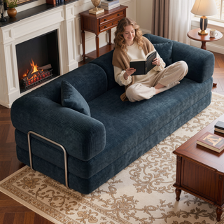 Sunvega Modular Sectional Sofa Bed with Pillow Back Support Armrest in Corduroy Fabric