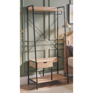 Sunvega Light Brown Free Standing Metal Clothes Rack with One Drawer