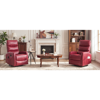 Sunvega Fabric Heat Massage Manual Recliner Chair with Rocker and Swivel for Living Room