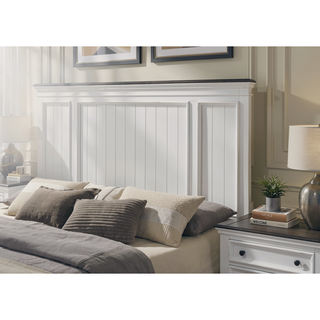 Sunvega King Bed and 2 Nightstands Set with Shiplap Panel and Modern Farmhouse Style