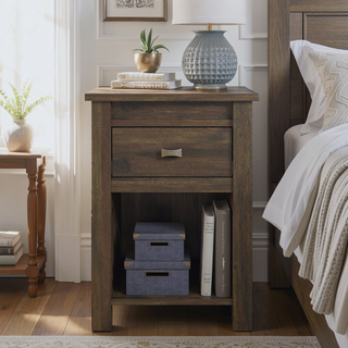 Sunvega Farmington Rustic Nightstand with Ample Storage for Bedroom