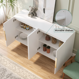 Sunvega Modern Fluted Sideboard with Adjustable Shelves for Living Room Storage