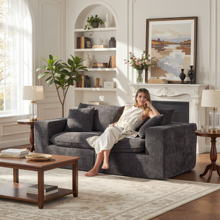 Sunvega Modern Chenille Cloud Sofa with High-Density Sponge Filling for Living Room