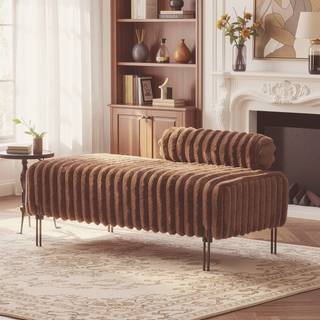 Sunvega Upholstered Adjustable Back Mini Loveseat Sofa Bench with Metal Legs