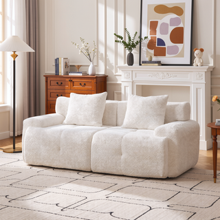 Sunvega Modular Loveseat Sofa with Tufted Design and Two Pillows for Living Room