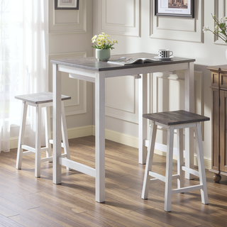 Sunvega Gray Wood Finish Modern Farmhouse 3-Piece Counter Height Dining Set