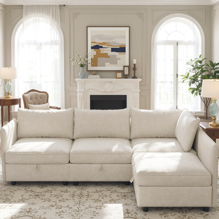 Sunvega Modular Sectional Sofa Seat With Storage and Convertible Sleeper Function