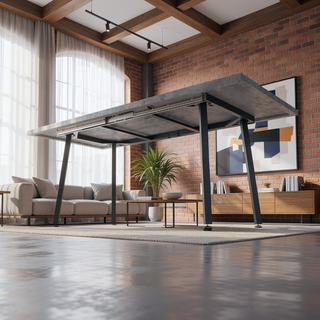 Sunvega Expandable MDF Dining Table with Black Metal Legs for 4-6 People