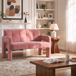Sunvega Nordic Modern Upholstered Sofa with Dual Armrests for Living Room and Bedroom