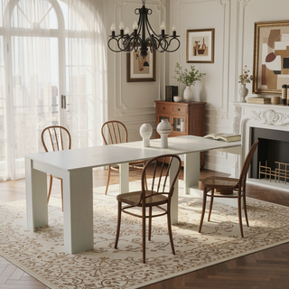 Sunvega Modern Extendable Dining Table with Storage for Kitchen Living Room
