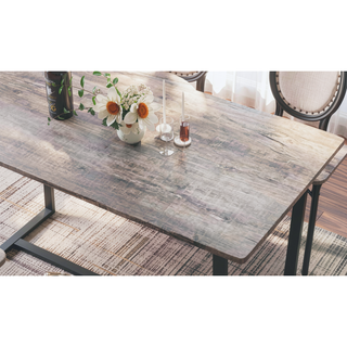 Sunvega Industrial Style Four-Piece Dining Table and Chair Set with Backrest