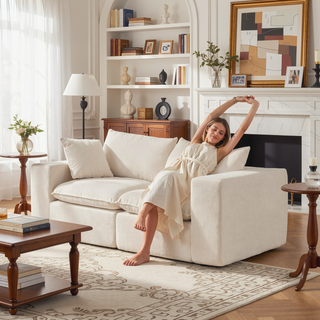 Sunvega Modern Chenille Cloud Sofa with High-Density Sponge Filling for Living Room