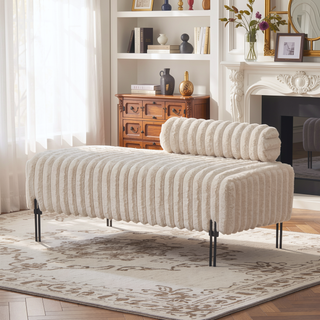 Sunvega Upholstered Adjustable Back Mini Loveseat Sofa Bench with Metal Legs