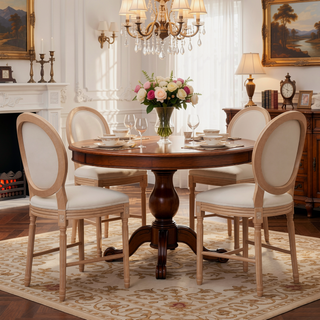 Sunvega French Country Upholstered Barstools with Burlap Fabric and Wooden Legs