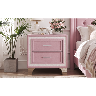 Sunvega Queen Size Upholstered Velvet Bed Frame with LED Lights and Tufted Headboard